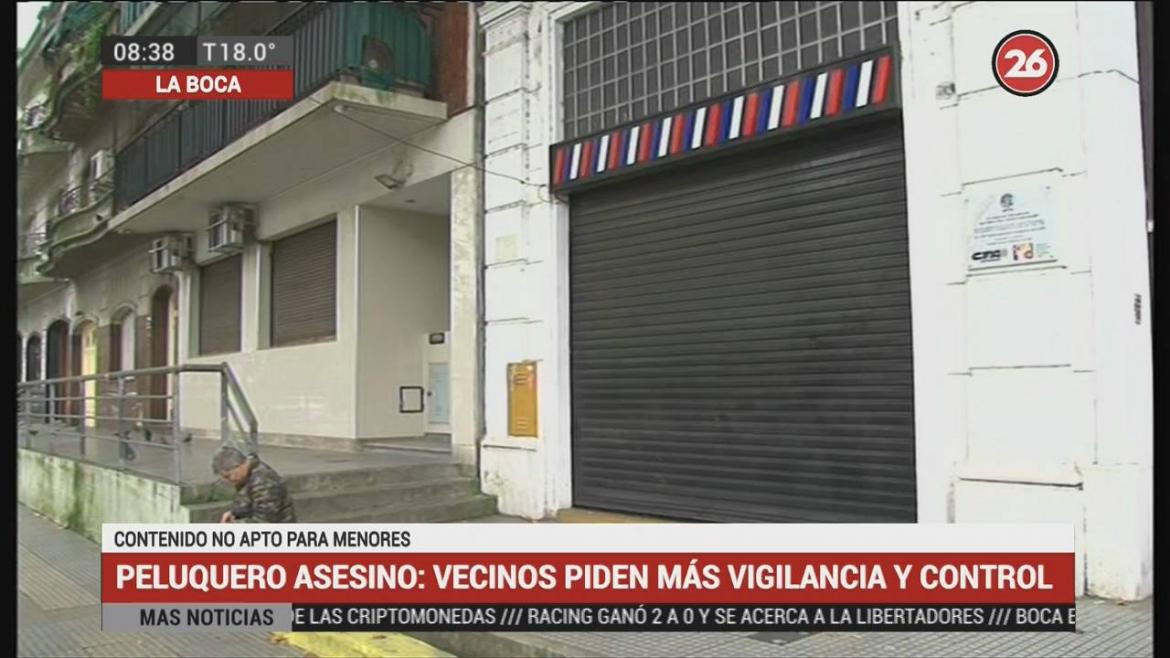 Peluquero asesinó a novio de clienta en La Boca (Canal 26)