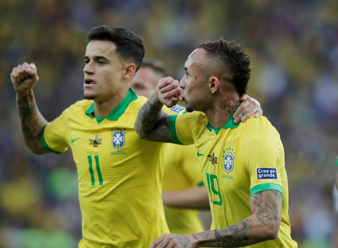 Festejo de gol, Brasil vs Perú - Copa América Reuters