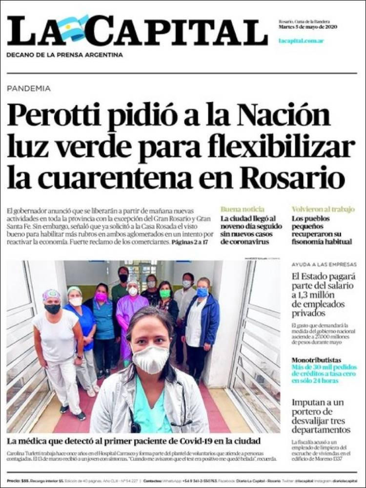 Tapas de diarios, La Capital, martes 5 de mayo de 2020