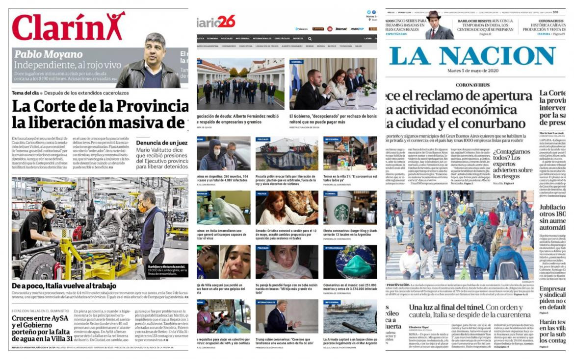 Tapas de diarios, martes 5 de mayo de 2020