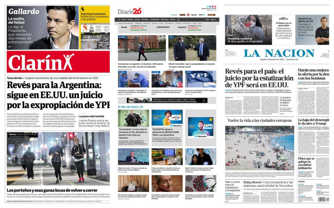 Tapas de diarios, sábado 6 de junio de 2020