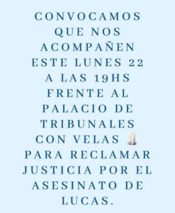 Convocatoria marcha por Lucas González, NA