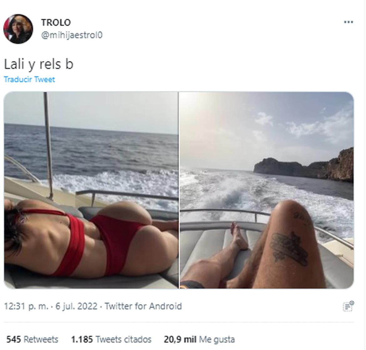 Lali Espósito de vacaciones. Foto: Twitter.