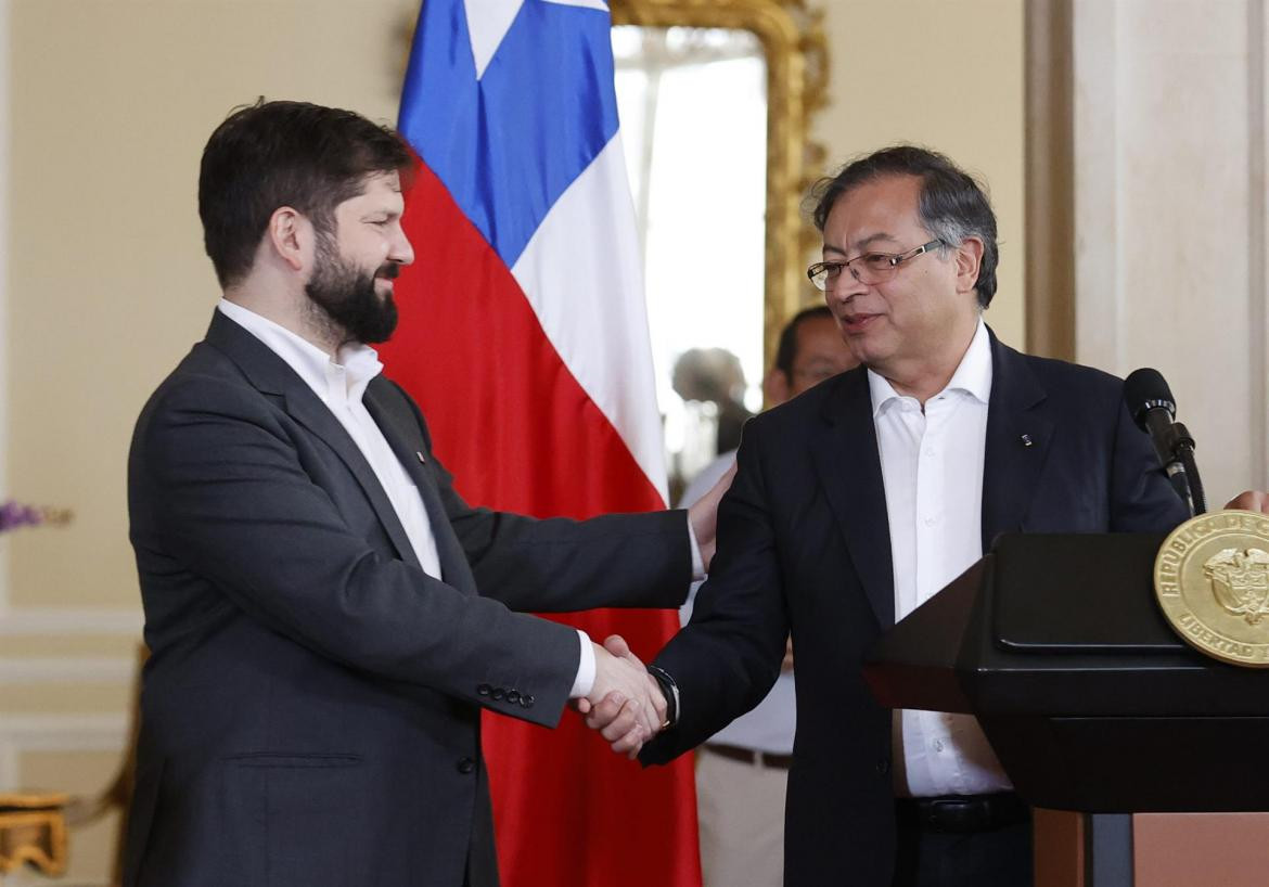 Rueda de prensa de los presidentes de Colombia y Chile. EFE