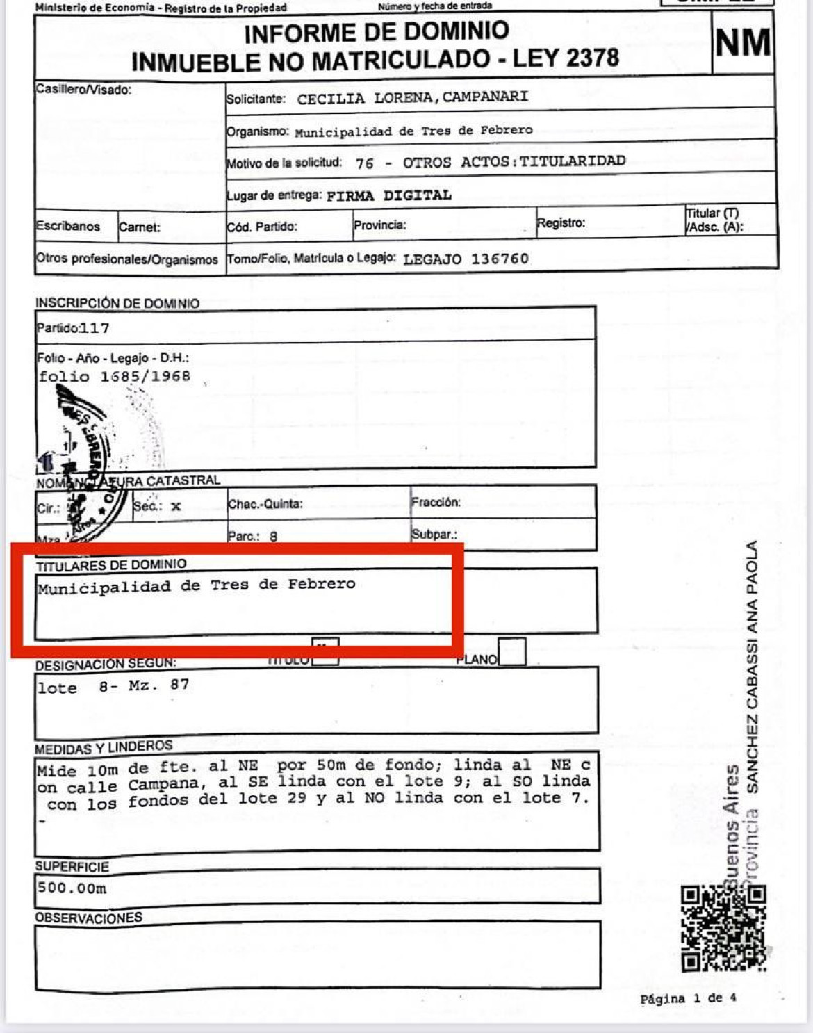 La prueba de la denuncia de Diego Valenzuela sobre la usurpación de  la usurpación de una propiedad municipal en Tres de Febrero.