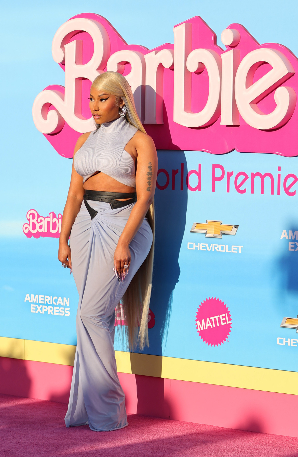 Nicki Minaj en el estreno mundial de la película "Barbie" en Los Ángeles. Foto: Reuters.