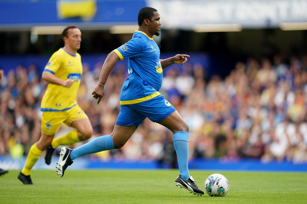 Samuel Eto’o en el Game4Ukraine. Foto: Reuters.