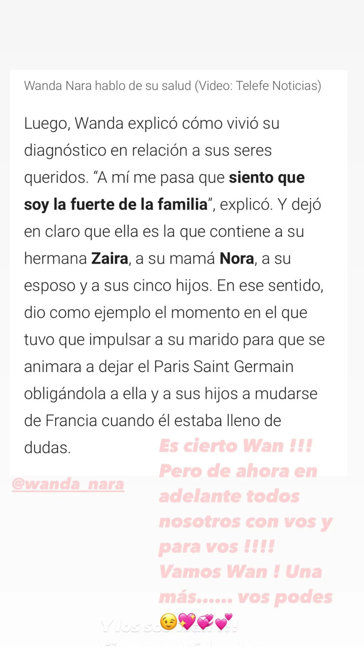 La historia de la madre de Wanda Nara. Foto: Instagram.