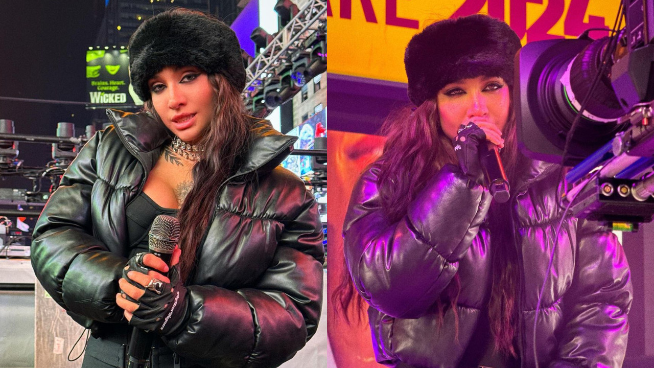 Maria Becerra en Time Square. Foto: Instagram/ @mariabecerra