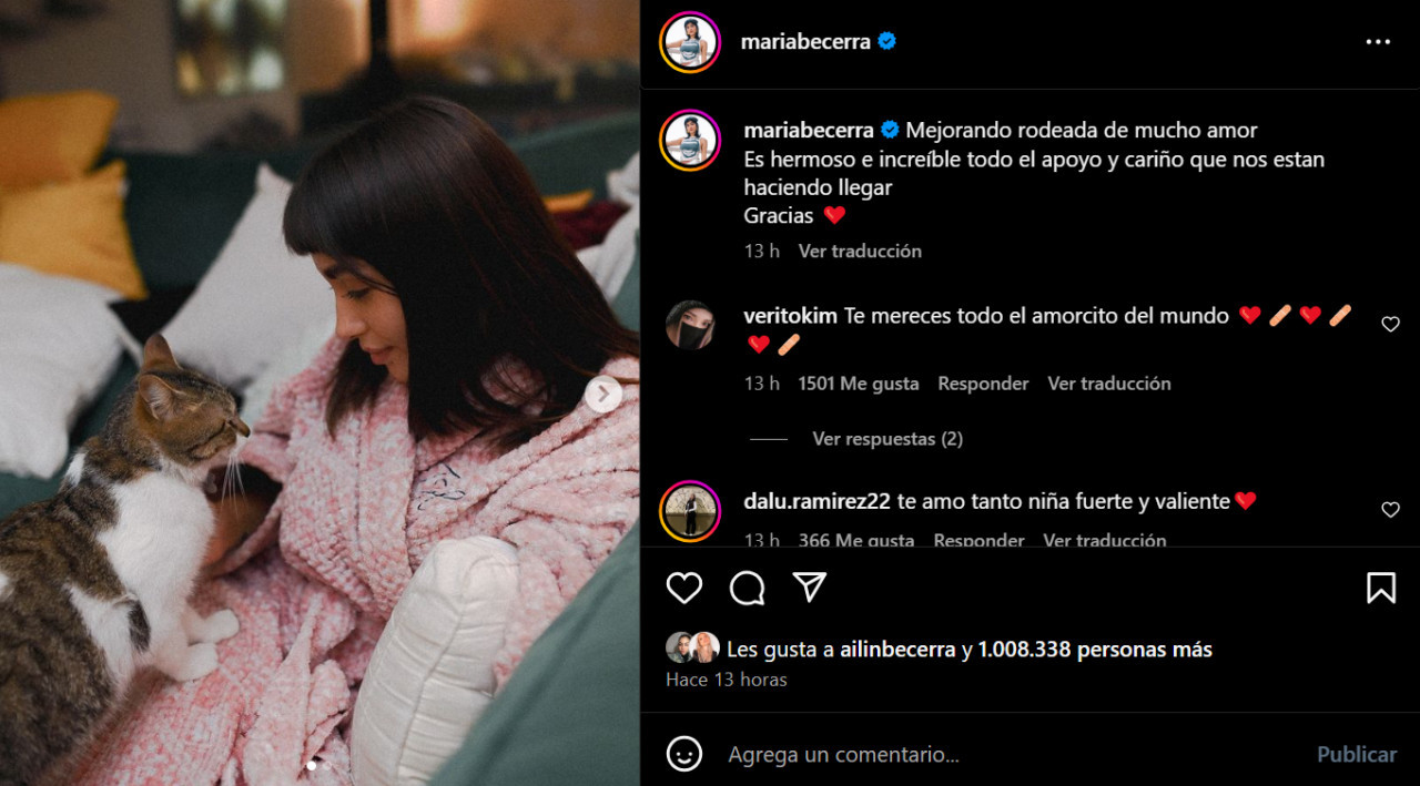 El posteo de María Becerra. Foto: Instagram.