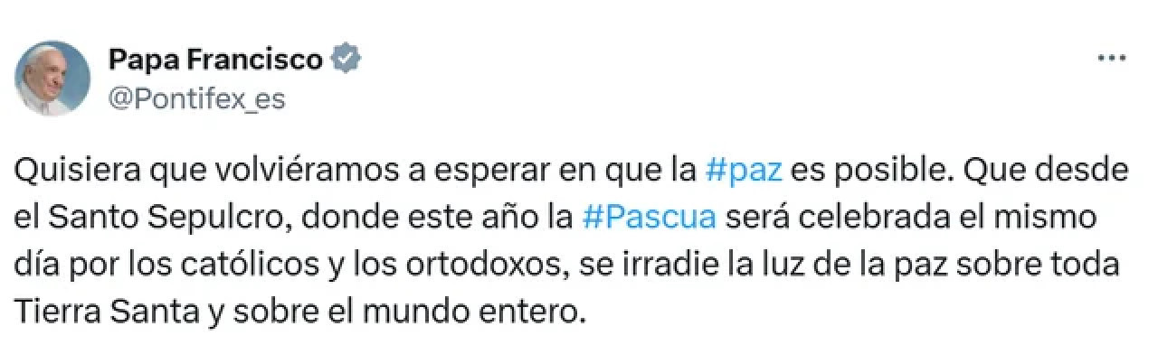 El último mensaje del Papa en redes sociales.