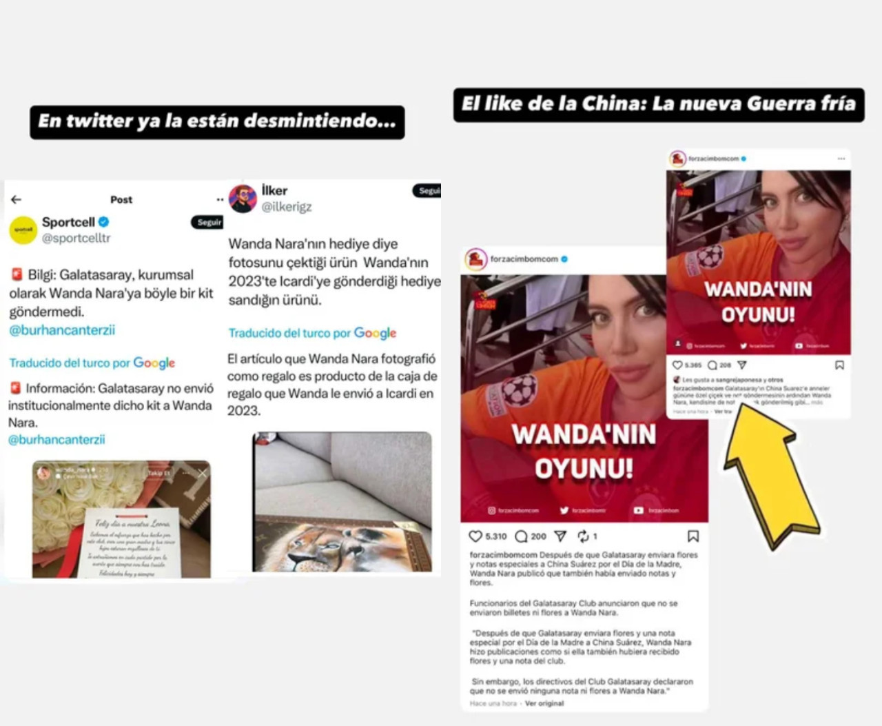 El Galatasaray no le habría mandado flores a Wanda Nara. Foto: Instagram/gossipeame