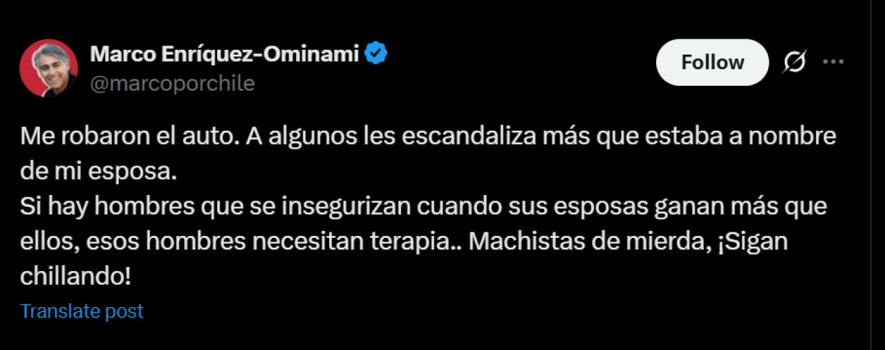 Marco Enríquez-Ominami se defiende en la red social X